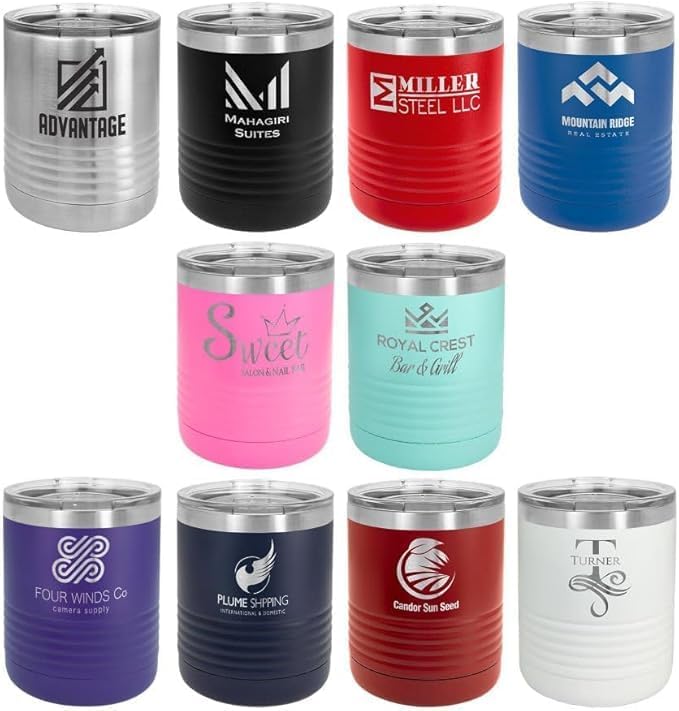 CRAZYDAISYWORLD Customized Polar Camel 10 oz. Vacuum Insulated Round neck Tumbler with Clear Lid Personalized With Your Text (Pink)