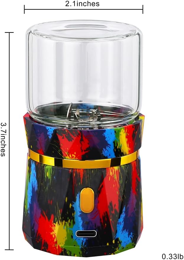 Electric Grinder, Small Spice Grinder Electric Grinders Mini Size 2inx3.5inches with 2pcs 1.7oz/50ml Glass Jar Rechargeable Automatic Small Grinder