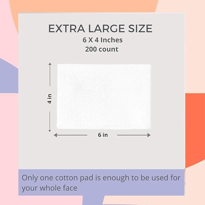 White Rabbit – Naked Cotton Textured – Unbleached Perforated Cotton Pads for Toner, Makeup Removal & Masks | Lint-Free, Exfoliating, Natural & Cruelty-Free | Korean Skin Care Product (200 Count)