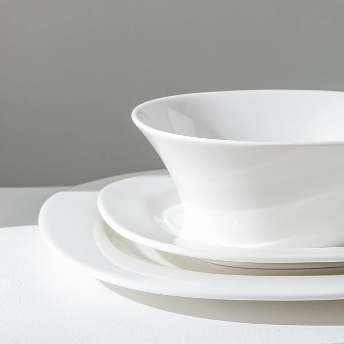 Stone Lain Quadro 24-Piece Dinnerware Set Porcelain, White