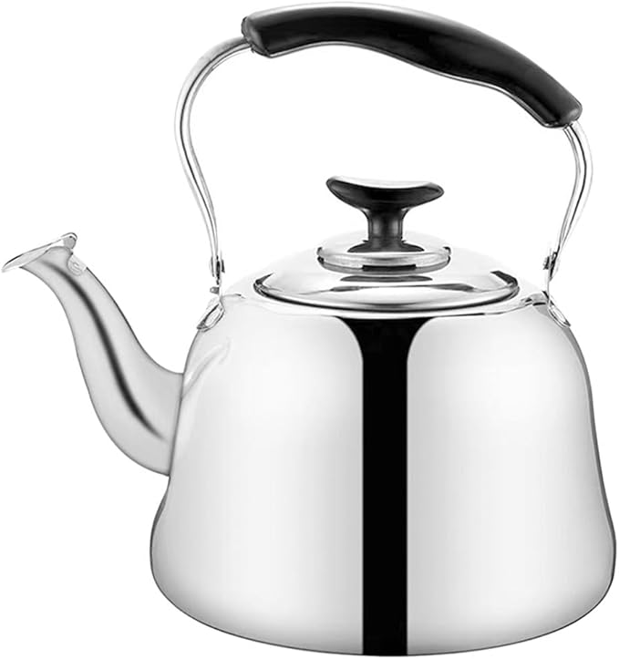 PRETYZOOM Whistling Stainless Steel Tea Kettle with Built-in Tea Strainer 1.5L Large Capacity Stove Top Kettle for Home Kitchen Boiling Water Pot with Heat Resistant Handle