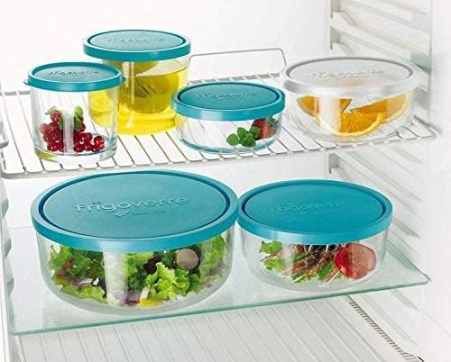 BORMIOLI ROCCO Round Storage Bowls With Blue Lids, 4 CT