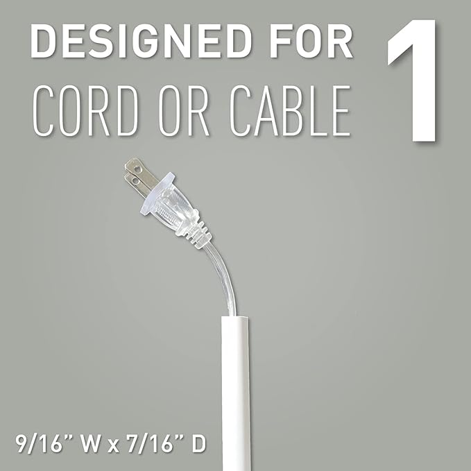 Legrand Wiremold C110S Cordmate 108 Inch 17 Piece Cord Cover Kit, Organizer for Wall, Holds 1 Cord or Cable, Sustainable Packaging, White (1 Pack)