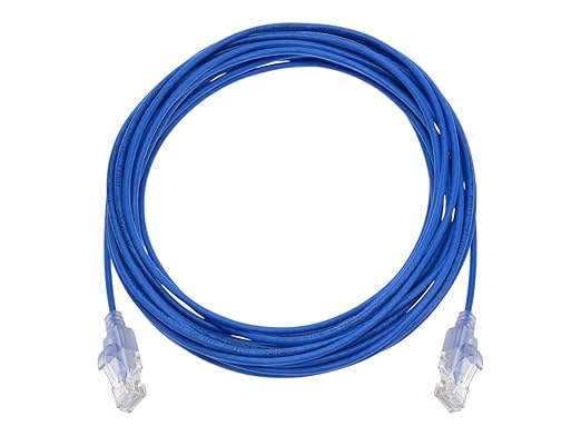 Monoprice Cat6A 25ft Blue 10-Pk Patch Cable UTP 30AWG 10G Pure Bare Copper Snagless RJ45 SlimRun Series Ethernet Cable