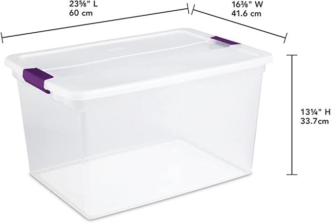Sterilite Clear Plastic Storage Totes, 6 Pack 64 Quart and 6 Pack 66 Quart Bins with Lids