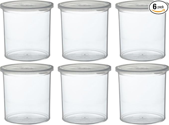 Carlisle FoodService Products Classic Round Storage Container Crock with Lid for Kitchen, Restaurants, Home, Plastic, 2.7 Quarts, Clear, (Pack of 6)