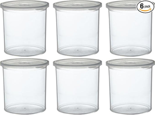 Carlisle FoodService Products Classic Round Storage Container Crock with Lid for Kitchen, Restaurants, Home, Plastic, 2.7 Quarts, Clear, (Pack of 6)