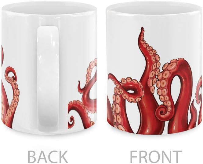 MUGBREW Kraken Octopus Tentacles Red Ceramic Coffee Mug Tea Cup Fun Novelty, 11 OZ