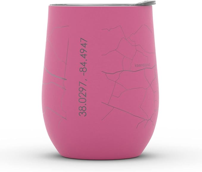 Well Told Engraved Lexington Kentucky Map Insulated Wine Tumbler, Etched Stainless Steel Cup (12 oz, Sunset Pink) City Map Insulated Tumbler, Custom Insulated Tumbler, Outdoor Drinkware