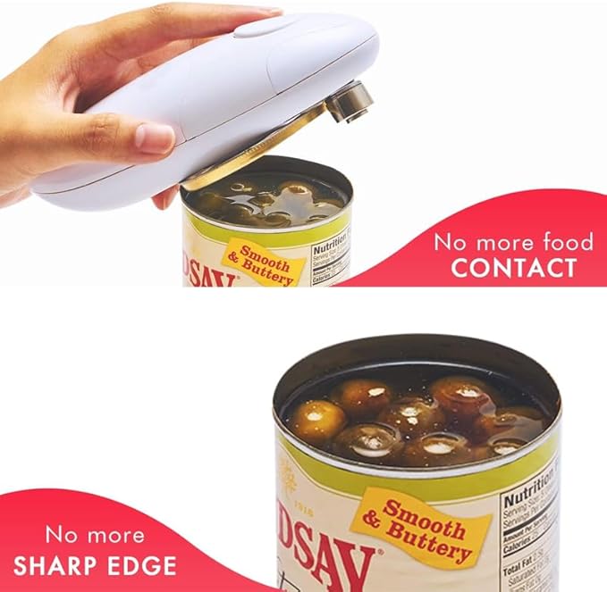 Electric Can Opener – Hands-Free Automatic Can Opener for Kitchen Use – Smooth Edge, Battery Operated, Easy One-Touch Operation – Ideal for Seniors & Arthritis (Bleu)