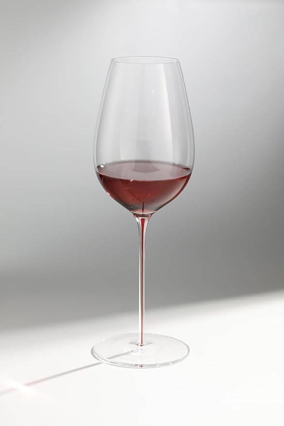 Red Wine Glasses Set of 4, 22oz, Hand Blown Premium Crystal Wine Glasses, red Stem,Thin Rim, Perfect for Red or White, Daily Use,Unique Wedding Anniversary or Birthday Gift