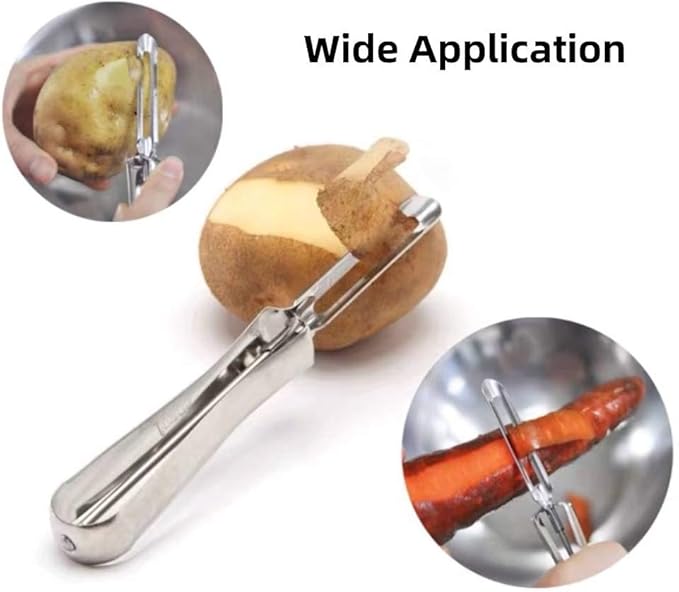 2 Pack Kitchen Vegetable Peeler, Stainless Steel Rotary Peeler for Carrot and Fruit, with Ergonomic and Control Handle-Dishwasher Safety Potato Peelers