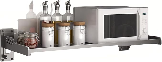 Wall-Mounted Kitchen Organizer – Microwave Spice Rack, Heavy-Duty & Easy Setup (Large)