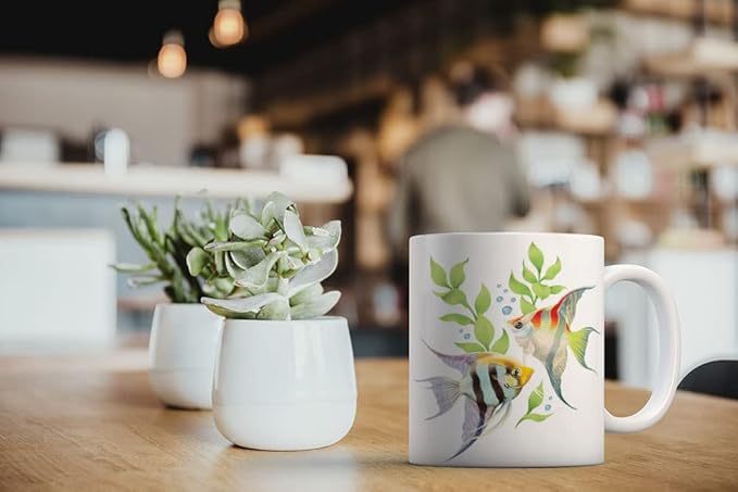 MUGBREW Freshwater Angelfish (Pterophyllum Scalare) Ceramic Coffee Mug Tea Cup, 11 OZ