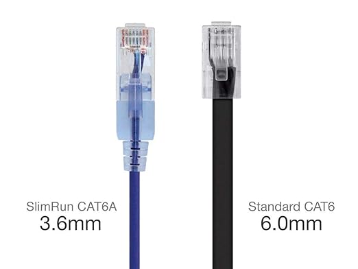 Monoprice Cat6A 2ft Purple 10-Pk Patch Cable UTP 30AWG 10G Pure Bare Copper Snagless RJ45 SlimRun Series Ethernet Cable