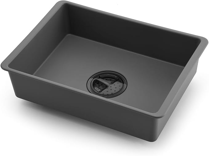 2-in-1 Dish Basin Set For Washing Dishes in Kitchen Sink, With Filter Basket Drain Hole Plug/Stopper,Multi-purpose and Portable Kitchen Cleaning Filter Basin,Plastic(ABS+PP),Gray,Nicmondo