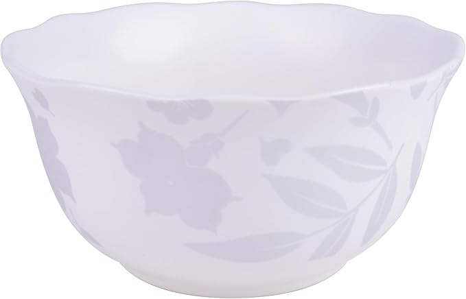 222 Fifth 12-Piece Porcelain Dinnerware Set for 4, Glossy White Plates and Bowls Sets with Silver Flower Pattern, Luxury Ceramic Dish Set, Elegant Kitchen Dishes for Everyday Dining, Refreshed Floral