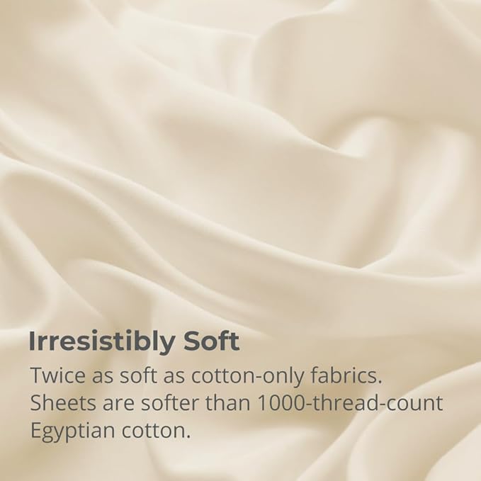 Cariloha Aloha Soft 4-Piece Sheet Set | Natural | Split King | Made from 100% Viscose derived from Bamboo | Introductory Sheet Line