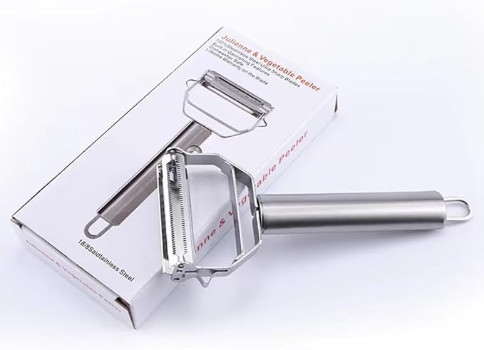 Vegetable Peeler，SZYIKUER Stainless Steel 2 in 1 Julienne Vegetable Peeler Perfect for Carrot Potato Melon Gadget Vegetable Fruit