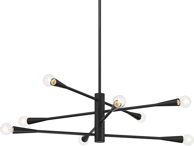 Possini Euro Design Livonia Matte Black Chandelier Lighting 29 1/2" Wide Mid Century Modern Sputnik Metal 8-Light Fixture for Dining Room House Foyer Kitchen Island Entryway Bedroom High Ceilings