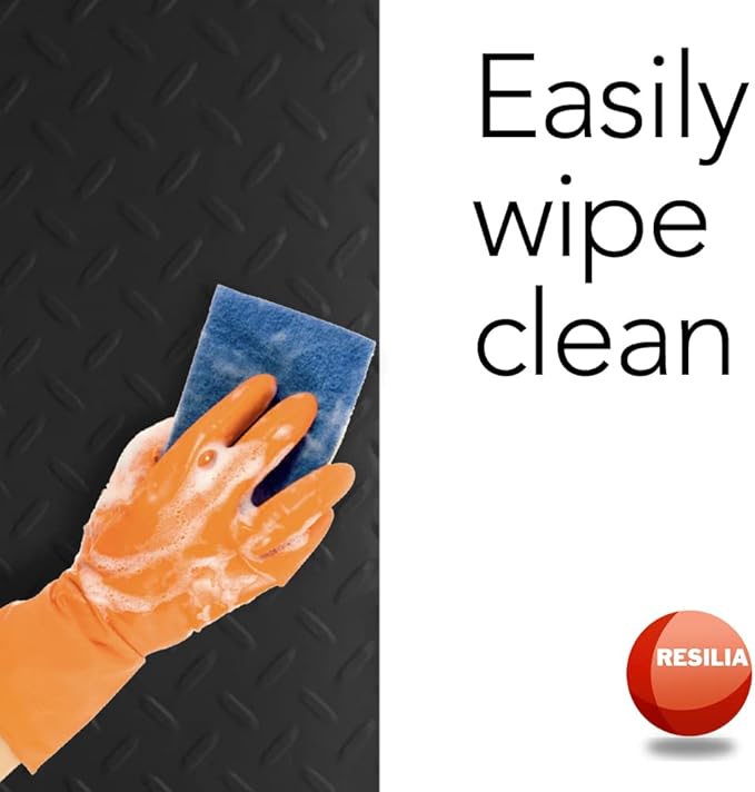 RESILIA Premium Under The Sink Mat- Large Universal Size, Cut to Fit Cabinets, Shelf & Drawer Liners, Thick Plastic Diamond Plate Surface, 24 x 48 inches, Black, Made in The USA