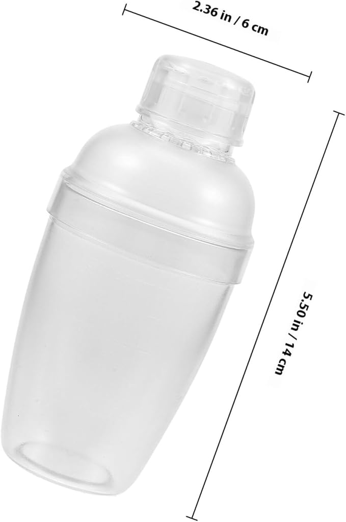 Angoily Clear Plastic Cocktail Shaker with Measurement Scale Multifunctional Drink Mixer for Cocktails Protein Shakes and Iced Coffee Ergonomic Non-leak Design Bartender Tool