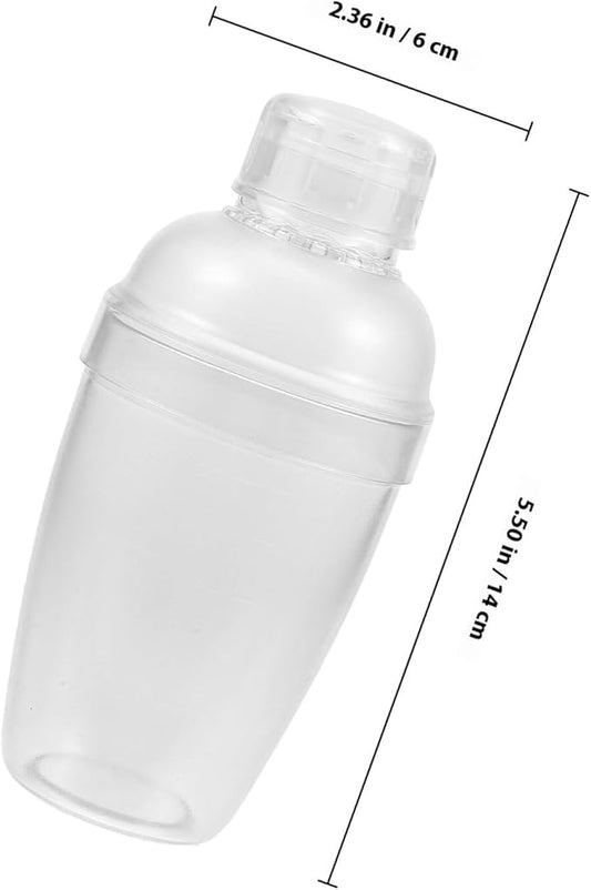 Angoily Clear Plastic Cocktail Shaker with Measurement Scale Multifunctional Drink Mixer for Cocktails Protein Shakes and Iced Coffee Ergonomic Non-leak Design Bartender Tool