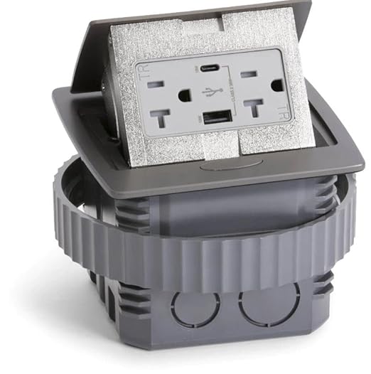 Lew Electric Kitchen Countertop Pop Up Charging Outlet (2 Power | USB, Graphite Black)