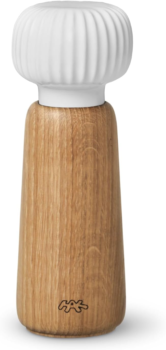 Kahler Hammershoi Salt and Pepper Grinder, White, 7.3"H x 2.6"D, Designed by Hans-Christian Bauer, Gift Box Included