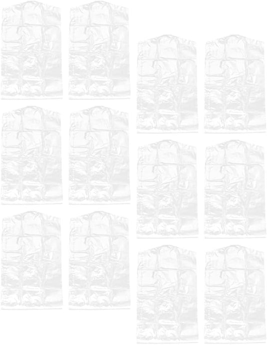 Cabilock 12pcs Clear Plastic Garment Bags with Hanger Opening Dustproof Clothing Protectors for Hanging Suits Coats Dresses and Jackets Laundry Clothing Covers for Closet Storage and Travel