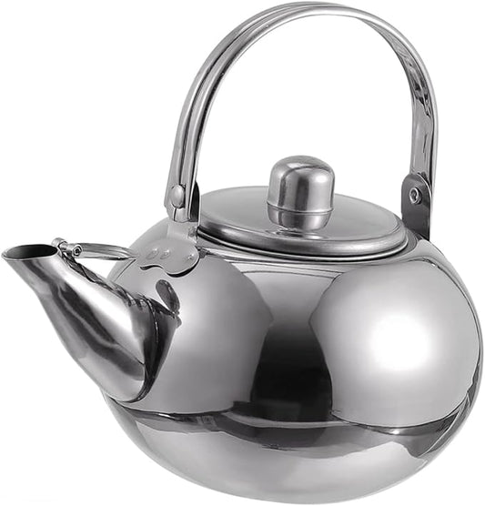 ABOOFAN Stainless Steel Teapot Filter Screen Thicken Tea Kettle for Induction Electric and Gas Stoves for Brewing Tea and Capacity Elegant Silver Design