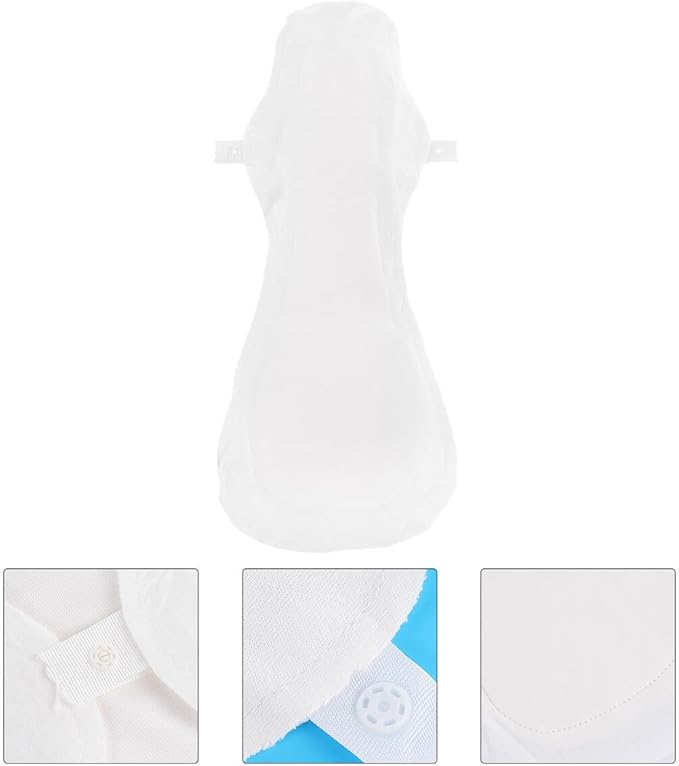 VALICLUD 2pcs Reusable Sanitary Towels Pads Washable Cotton Women Sanitary Napkin Leakproof Absorbent Undyed Organic Cloth for Menstrual Protection