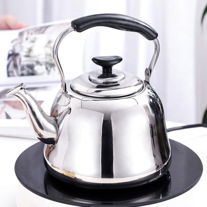 PRETYZOOM Whistling Stainless Steel Tea Kettle with Built-in Tea Strainer 1.5L Large Capacity Stove Top Kettle for Home Kitchen Boiling Water Pot with Heat Resistant Handle