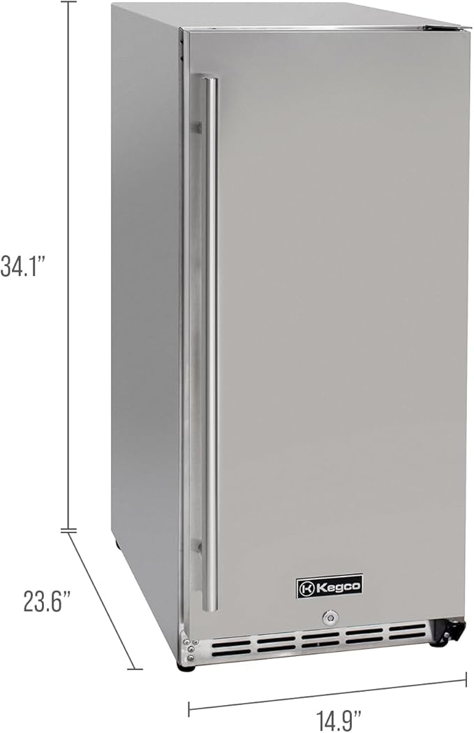 Kegco 15" Wide Built-In Outdoor Commercial Beverage Center with Solid Door HK-15BC-SS