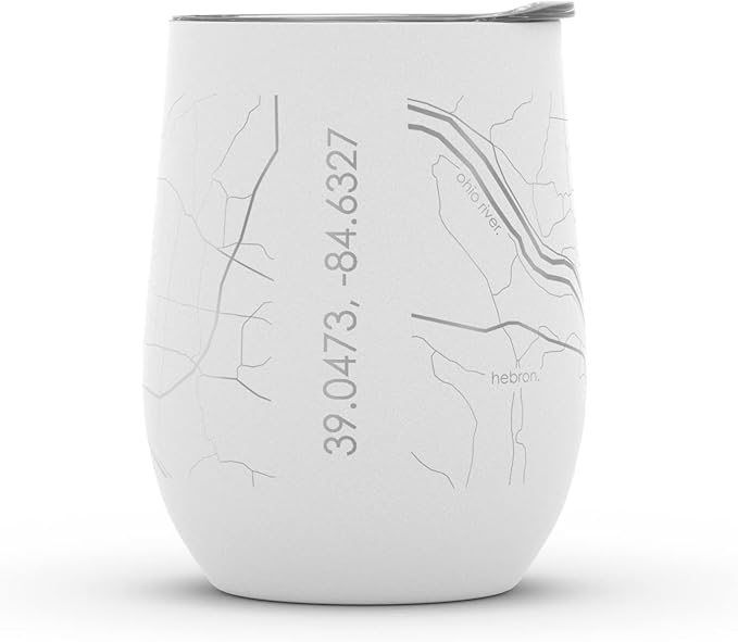 Well Told Engraved Cincinnati Ohio Map Insulated Wine Tumbler, Etched Stainless Steel Wine Tumbler (12 oz, White) City Map Insulated Tumbler, Custom Insulated Tumbler, Outdoor Drinkware