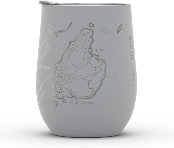 Well Told Engraved Portland Maine Map Insulated Wine Tumbler, Etched Stainless Steel Cup (12 oz, Dockside Gray) City Map Insulated Tumbler, Custom Insulated Tumbler, Outdoor Drinkware