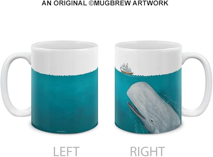 MUGBREW White Whale Moby Dick Ceramic Coffee Mug Tea Cup, 11 OZ
