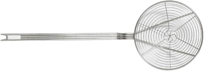 TrueCraftware- 9-Inch Round Spiral Wire Skimmer with 13" Handle Length Nickel Plated- Kitchen Utensil Food Strainer Skimmer Spoon for Cooking Sieve Sifters Rice Quinoa Pasta Fruits Vegetables etc.