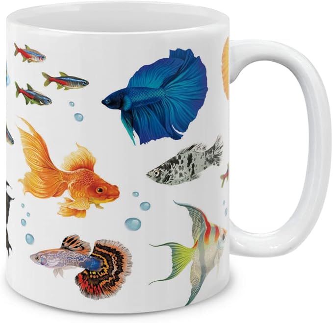 MUGBREW Fresh Water Aquarium Fishes Ceramic Coffee Mug Tea Cup, 11 OZ