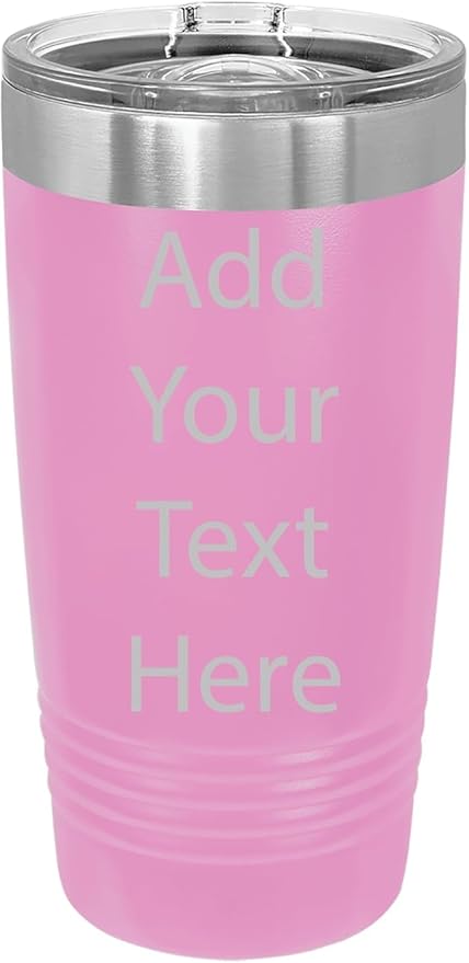 CRAZYDAISYWORLD Customized Polar Camel 20 Oz. Vacuum Insulated Ring Neck Tumbler with Slider Lid Personalized with Your Text (Light Purple)