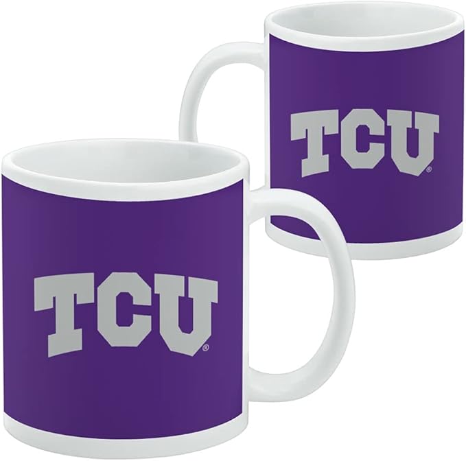 TCU Primary Logo Ceramic Coffee Mug, Novelty Gift Mugs for Coffee, Tea and Hot Drinks, 11oz, White