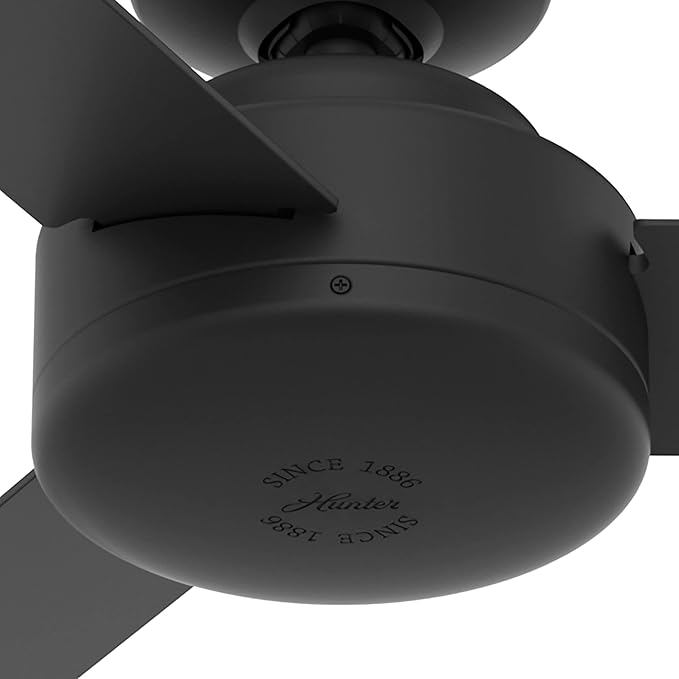 Hunter 52 inch Indoor Ceiling Fan No Light - Black Modern Ceiling Fan without Light, 3 Blades, Standard Mount, For Bedroom, Living Room, or Kitchen, Wall Control - Presto 50810, Matte Black