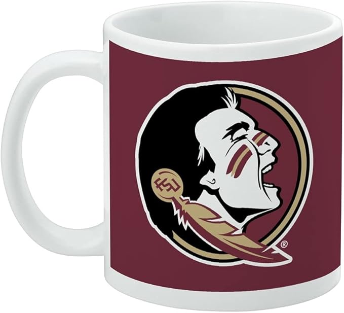 Florida State University Logo Ceramic Coffee Mug, Novelty Gift Mugs for Coffee, Tea and Hot Drinks, 11oz, White