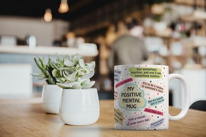 MUGBREW Positive Mental Quotes Ceramic Coffee Mug Tea Cup, 11 OZ