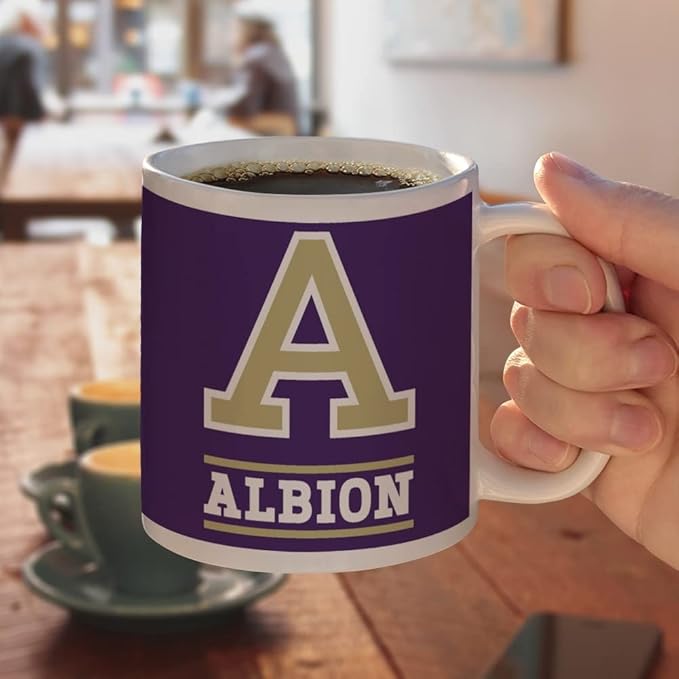 Albion College Primary Logo Ceramic Coffee Mug, Novelty Gift Mugs for Coffee, Tea and Hot Drinks, 11oz, White
