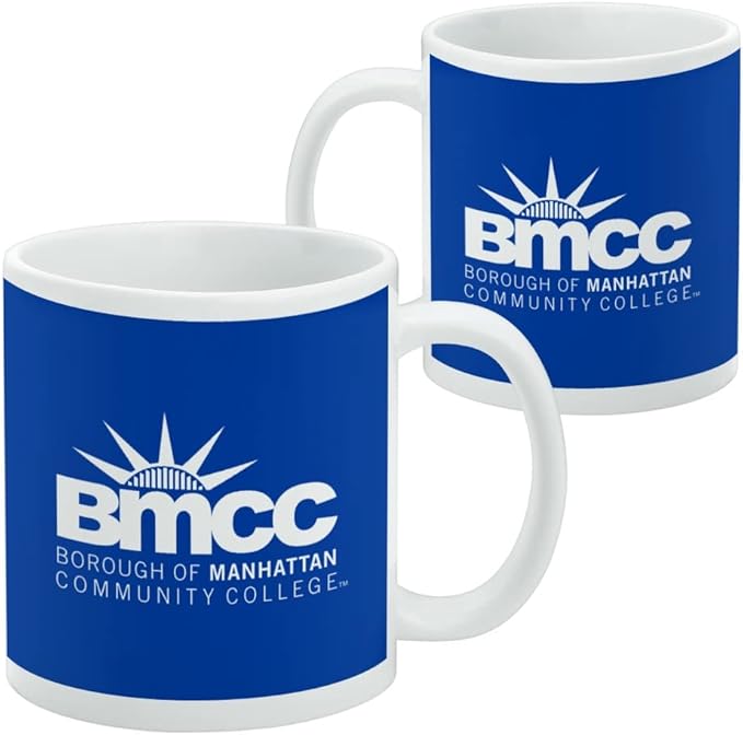 Borough of Manhattan Community College Primary Logo Ceramic Coffee Mug, Novelty Gift Mugs for Coffee, Tea and Hot Drinks, 11oz, White