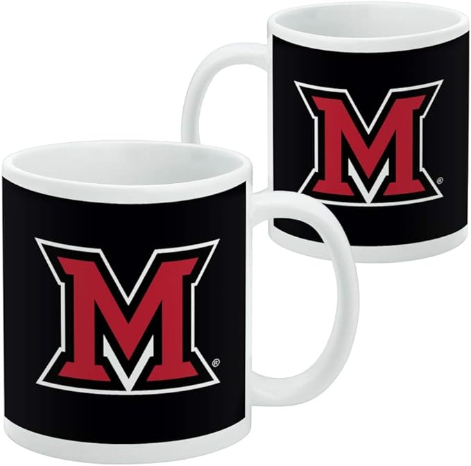 Miami University RedHawks Logo Ceramic Coffee Mug, Novelty Gift Mugs for Coffee, Tea and Hot Drinks, 11oz, White