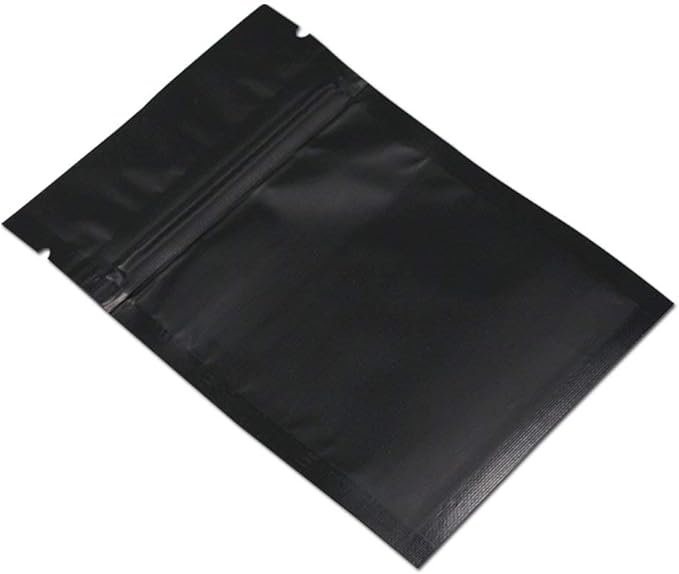 FERENLI 100Pcs Zipper Lock Self Seal Flat Pouch for Zip Aluminum Foil Lock Package Bag Coffee Food Storage Resealable Mylar Bags Heat Sealable Candy Reclosable Bags (10x15cm (3.9x5.9 inch), Black)