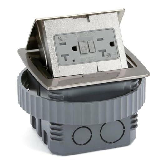 Lew Electric Pop Up Countertop Electrical Outlet, GFCI Receptacle (Stainless Steel)