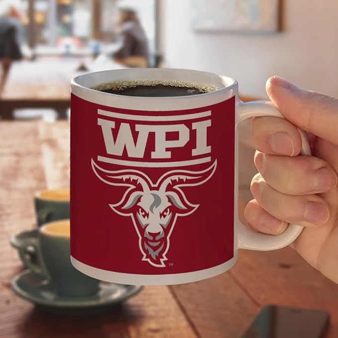 Worcester Poly Primary Logo Ceramic Coffee Mug, Novelty Gift Mugs for Coffee, Tea and Hot Drinks, 11oz, White